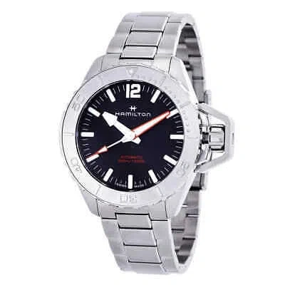 Pre-owned Hamilton Khaki Navy Frogman Automatic Black Dial Men's Watch H77815130