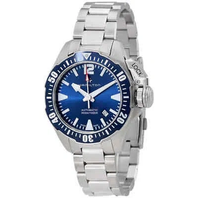 Pre-owned Hamilton Khaki Navy Frogman Automatic Blue Dial Men's Watch H77705145