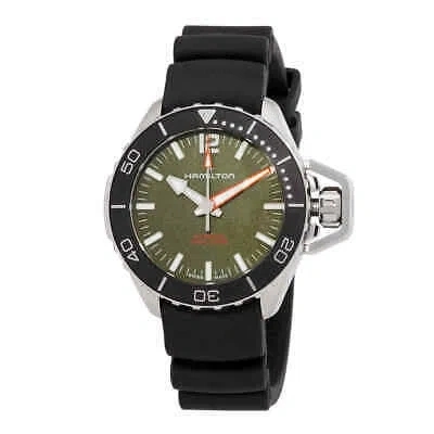 Pre-owned Hamilton Khaki Navy Frogman Automatic Green Dial Men's Watch H77455360