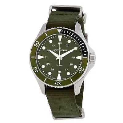 Pre-owned Hamilton Khaki Navy Quartz Green Dial Watch H82241961