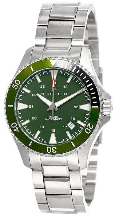 Pre-owned Hamilton Khaki Navy Scuba 40mm Auto Ss Grn Dial Men's Watch H82375161