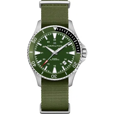 Hamilton Khaki Navy Scuba Auto Green Dial Fabric Strap Men's Watch H82375961