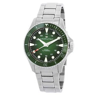 Pre-owned Hamilton Khaki Navy Scuba Automatic Green Dial Men's Watch H82525160