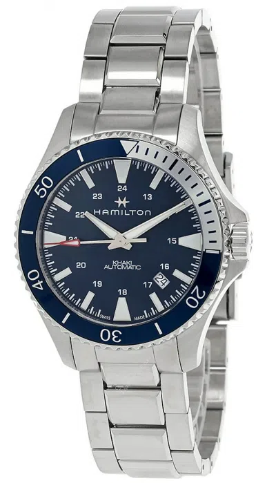 Pre-owned Hamilton Khaki Navy Scuba Automatic Ss Blue Dial Men's Watch H82345141