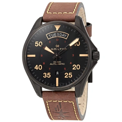 Hamilton Khaki Pilot Automatic Black Dial Men's Watch H64605531 In Brown