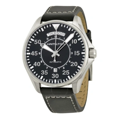 Hamilton Khaki Pilot Automatic Black Dial Men's Watch H64615735 In Black / Khaki / Skeleton