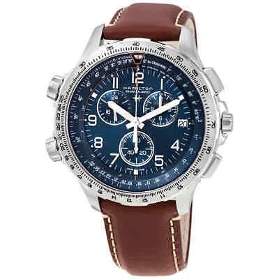 Pre-owned Hamilton Khaki X-wind Chronograph Quartz Blue Dial Men's Watch H77922541