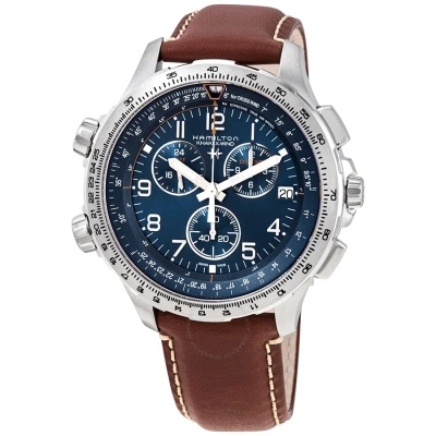 Hamilton Khaki X-wind Chronograph Quartz Blue Dial Men's Watch H77922541 In Burgundy
