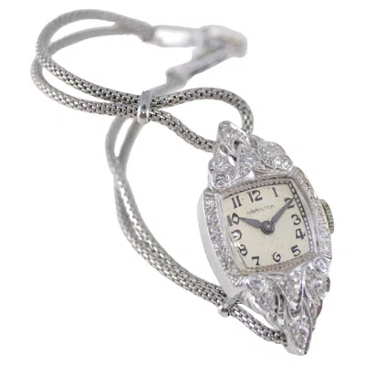 Pre-owned Hamilton Ladies Platinum Art Deco Dress Watch 1940's In Nearly New Condition In Multi