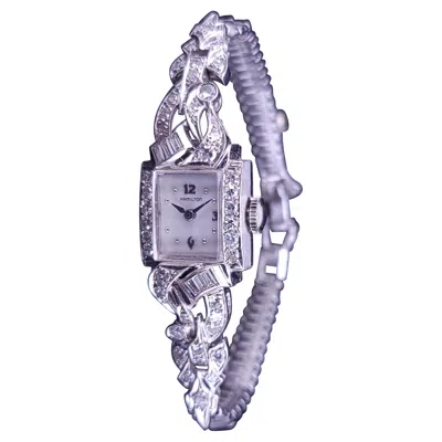 Pre-owned Hamilton Ladies Platinum Diamond Watch, 1.10ct, Manual Winding In Multi