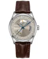 Hamilton Men's Swiss Automatic Jazzmaster Open Heart Brown Leather Strap Watch 42mm In Brown