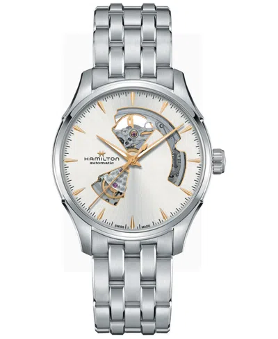 Hamilton Men's Swiss Automatic Jazzmaster Open Heart Stainless Steel Bracelet Watch 40mm In Gray