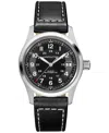 Hamilton Men's Swiss Automatic Khaki Field Black Leather Strap Watch 38mm In No Color
