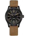 Hamilton Men's Swiss Automatic Khaki Field Brown Leather Strap Watch 42mm