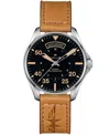 Hamilton Men's Swiss Automatic Khaki Pilot Brown Leather Strap Watch 42mm In No Color