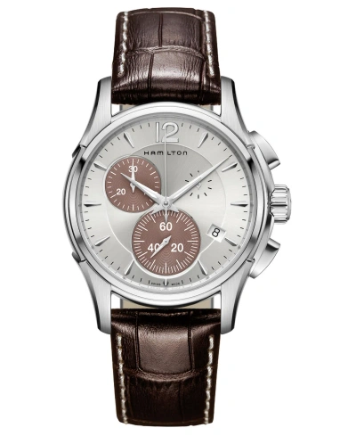 Hamilton Men's Swiss Chronograph Jazzmaster Brown Leather Strap Watch 42mm