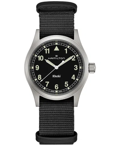 HAMILTON MEN'S SWISS KHAKI FIELD BLACK TEXTILE STRAP WATCH 38MM