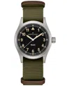 Hamilton Men's Swiss Khaki Field Green Textile Strap Watch 38mm In Green