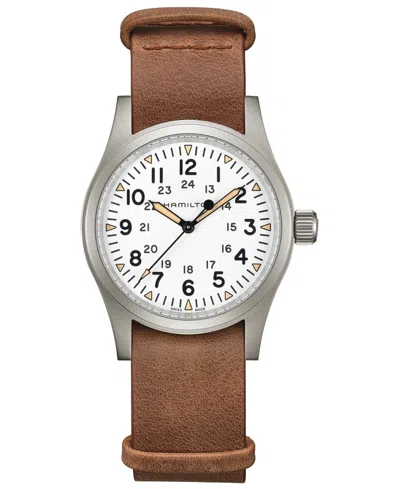 Hamilton H69439511 Khaki Field Mechanical Stainless Steel And Leather Watch In White