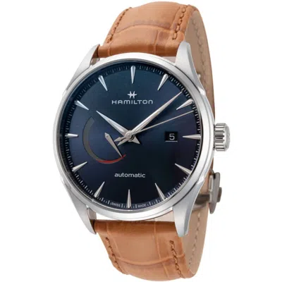 Pre-owned Hamilton Men's Watch Jazzmaster Blue Dial Brown Calf Leather Strap H32635541