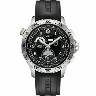 Pre-owned Hamilton Men's Watch Khaki Aviation Chrono Black Dial Rubber Strap H76714335