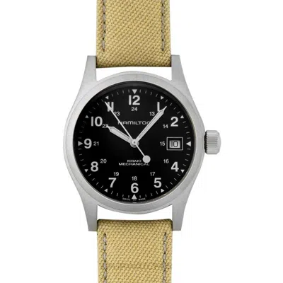 Hamilton Unisex Swiss Mechanical Khaki Field Khaki Canvas Strap Watch 38mm In Beige