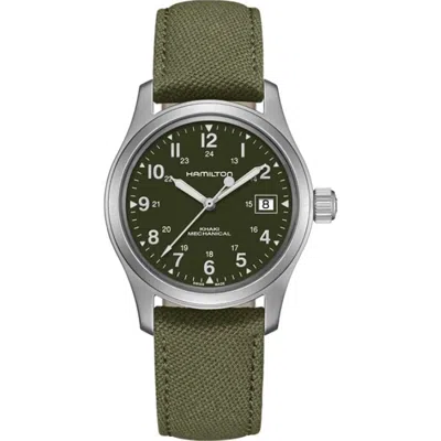 Hamilton Unisex Swiss Mechanical Khaki Field Green Canvas Strap Watch 38mm