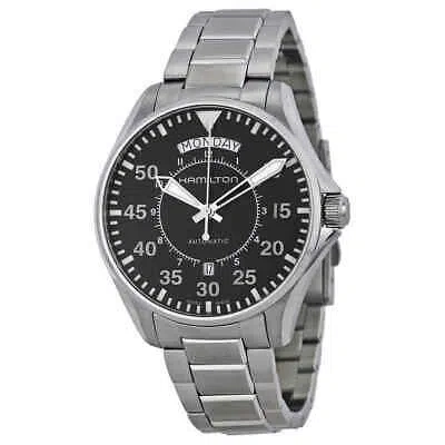 Pre-owned Hamilton Pilot Day Date Automatic Black Dial Men's Watch H64615135