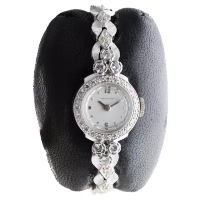 Pre-owned Hamilton Platinum & Diamond Ladies Art Deco Watch Circa 1940's High Grade In Multi