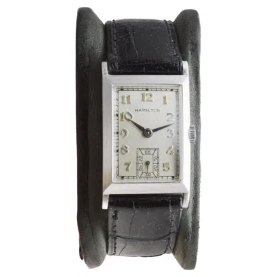Pre-owned Hamilton Platinum Art Deco Tank Style 1940's With Medallion Series Movement. In Multi