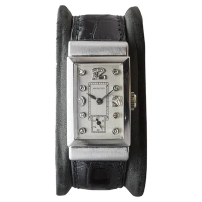 Pre-owned Hamilton Platinum Art Deco Tank Style With Covered Lugs From 1940's In Multi