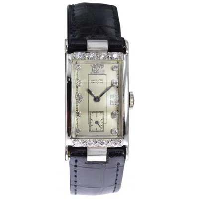 Pre-owned Hamilton Platinum Art Deco Tank Style With Original Diamond Dial In Multi