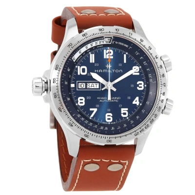 Hamilton Khaki Aviation X-wind Lefty Automatic Blue Dial Men's Watch H77765541 In Blue / Brown / Khaki