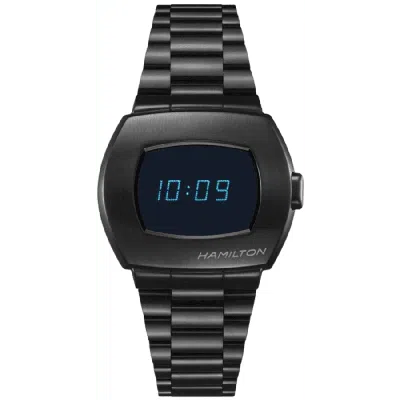 Hamilton Psr Digital Quartz Black Steel Men's Watch H52404131 In Yellow