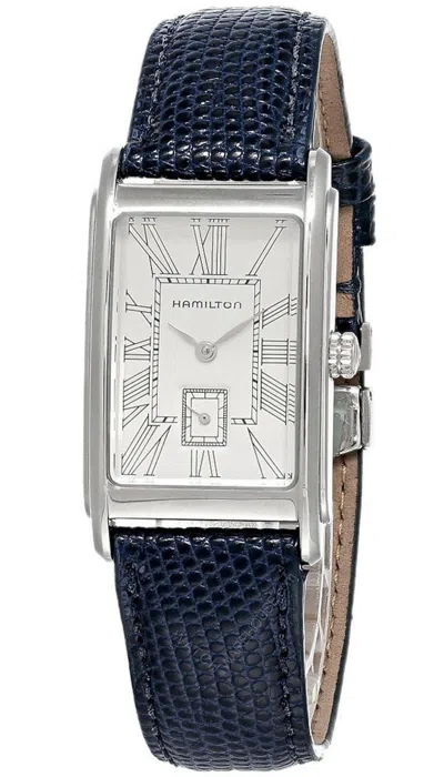 Pre-owned Hamilton Quartz Silver Dial Blue Leather Strap Men's Watch H114110