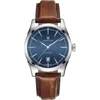 Hamilton Spirit Of Liberty Automatic Leather Strap Watch, 42mm In Brown/navy/silver