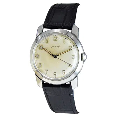 Pre-owned Hamilton Stainless Steel Art Deco Style Wristwatch, Circa 1950s High Grade In Multi
