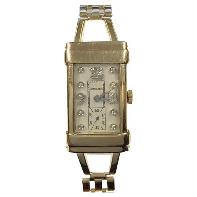 Pre-owned Hamilton Top Hat 1940s Gold And Diamond Dial Wrist Watch In Multi