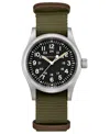 Hamilton Unisex Swiss Mechanical Khaki Field Green Nato Fabric Strap Watch 38mm In Green