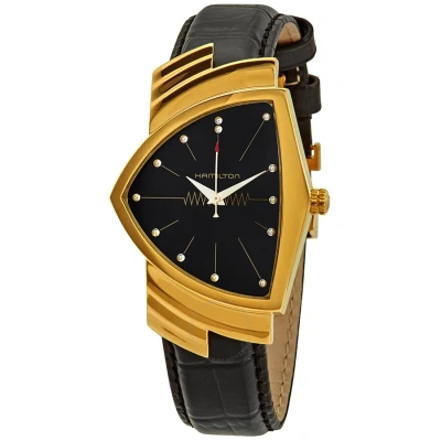 Hamilton Ventura Black Dial Asymmetric Ladies Watch H24301731 In Black / Gold Tone / Yellow