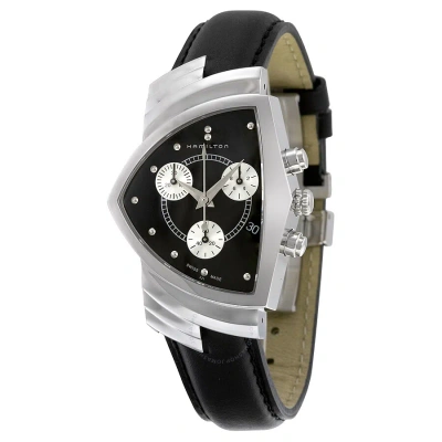 Hamilton Ventura Chrono Black Dial Shield Shaped Men's Watch H24412732 In Black / Silver