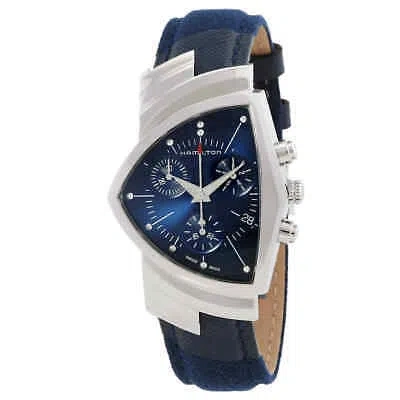Pre-owned Hamilton Ventura Chronograph Quartz Blue Dial Watch H24432941