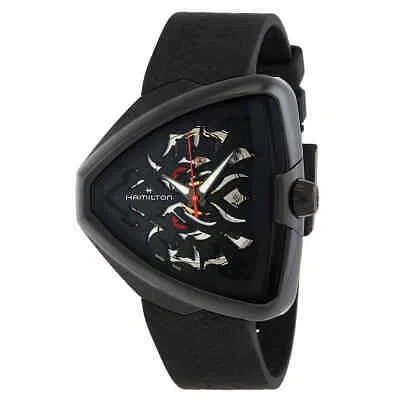 Pre-owned Hamilton Ventura Elvis80 Skeleton Dragon Automatic Black Dial Watch H24535332