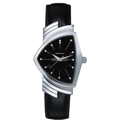Hamilton Ventura Quartz Black Dial Leather Strap Men's Watch H24411732
