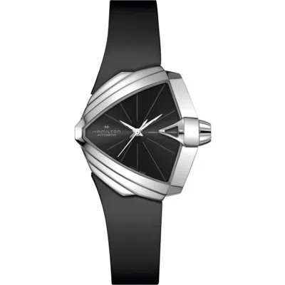 HAMILTON VENTURA S AUTO BLACK DIAL RUBBER STRAP UNISEX WATCH H24105330