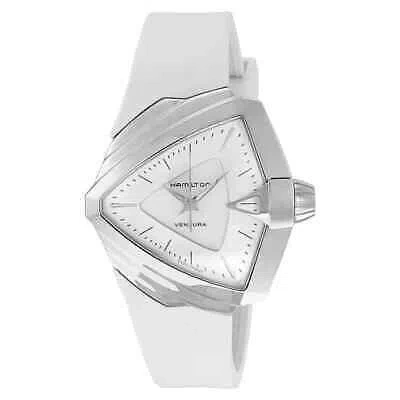 Pre-owned Hamilton Ventura Silver Dial White Rubber Ladies Watch H24251391