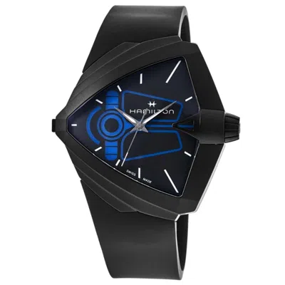 Hamilton Ventura Xxl Bright Dune Black Dial Rubber Strap Men's Watch H24614330 In Purple