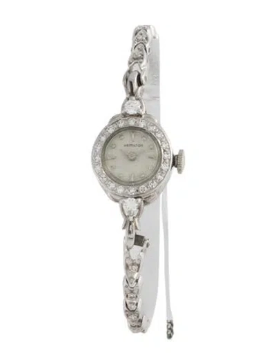 Pre-owned Hamilton Vintage Diamond And Gold Watch, 16mm In Multi