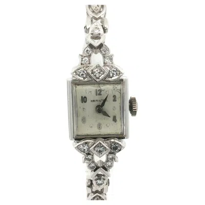 Pre-owned Hamilton Vintage Fancy Platinum  & 14k White Gold 0.45ctw Diamond Link Bracelet