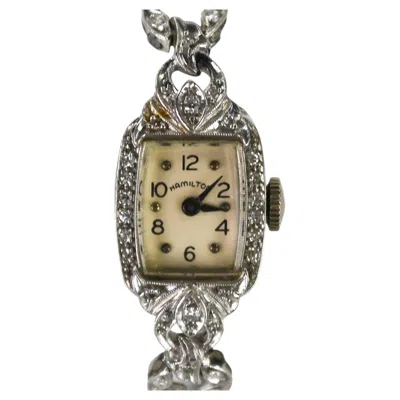 Pre-owned Hamilton Vintage  Platinum & Palladium Diamond Watch In Multi